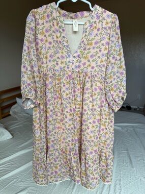 Little Spell Mossy Boho Tiered Dress in Spring Garden